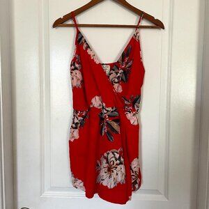 Style Rack Floral Red Skort Romper Size Medium